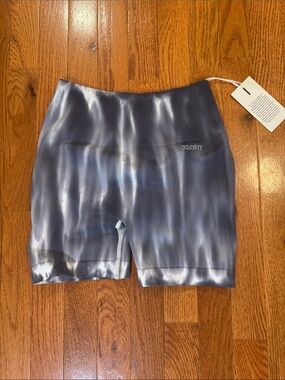 Women's High-Waist Blue Gray Tie-Dye Bike Shorts J80fit NWT